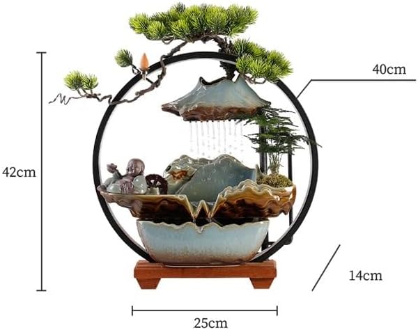 Zen Waterfall Fountain for Home Office Desk Decoration with Humidifying Function