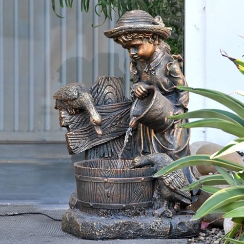 Elegant Tabletop Fountain Imitation Copper Resin