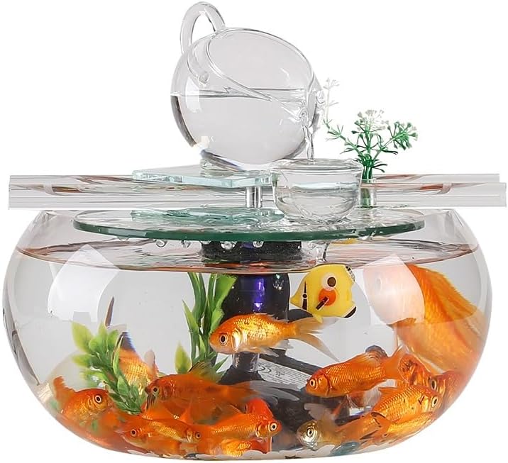 Round Glass Tabletop Fountain with Automatic Circulation