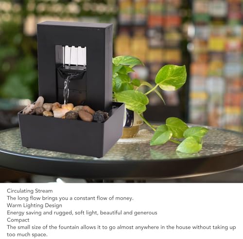 Tabletop Water Fountain with LED Light and Pebbles