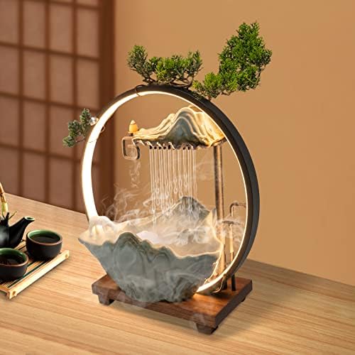 Indoor Waterfall Fountain with LED Light and Incense Diffuser