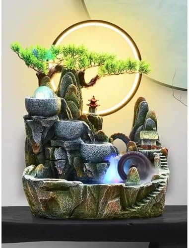 Indoor Fountain with LED Light and Simulated Waterfall