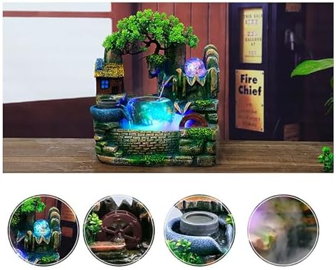 Tabletop Fountain Waterfall Lucky Decor Humidifier Rockery