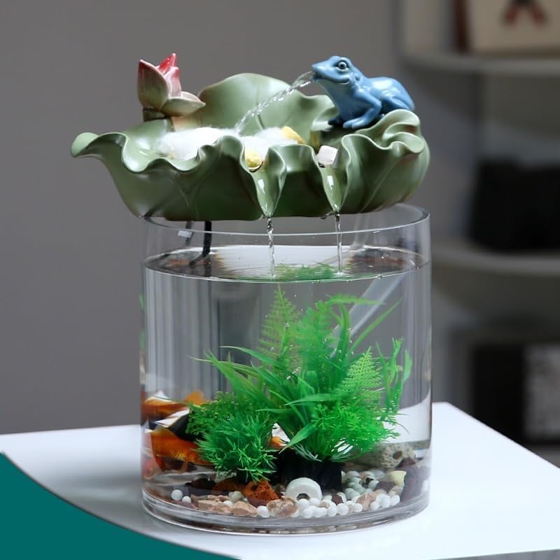Chinese Style Tabletop Fountain with Flowing Water and Goldfish