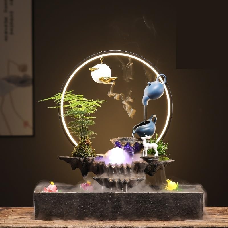 AQWASYUTER Indoor Water Fountain Decor with Circulating Waterfall