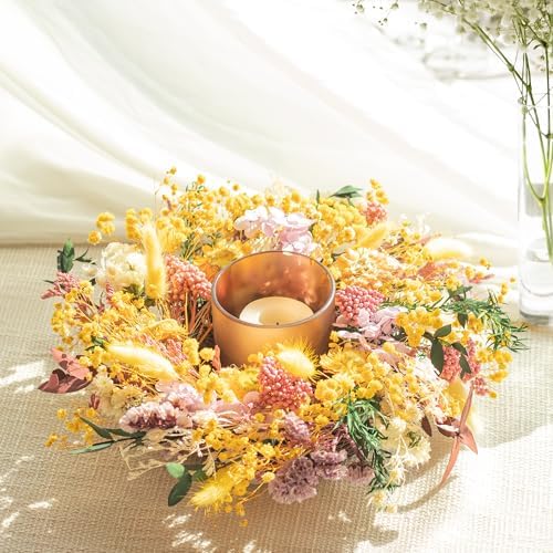 KI Store Natural Dried Flowers Wreath 10 Inch Table Centerpiece