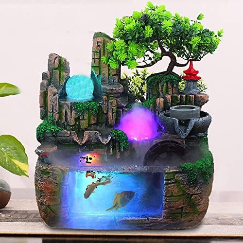 Rockery Fountain with LED Lights and Atomizer