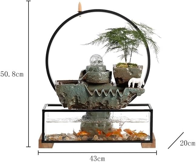 Water Fountains Indoor Tabletop Fountain Creative Flowing Water Fish Tank Ornaments Desktop Fountain Zen Waterfall