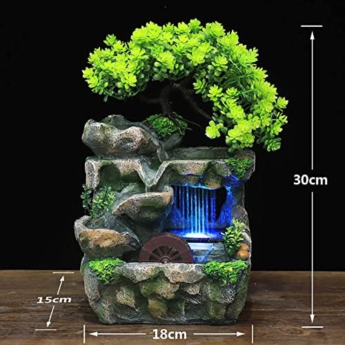 Mini Tabletop Fountain with LED Lights for Home Office