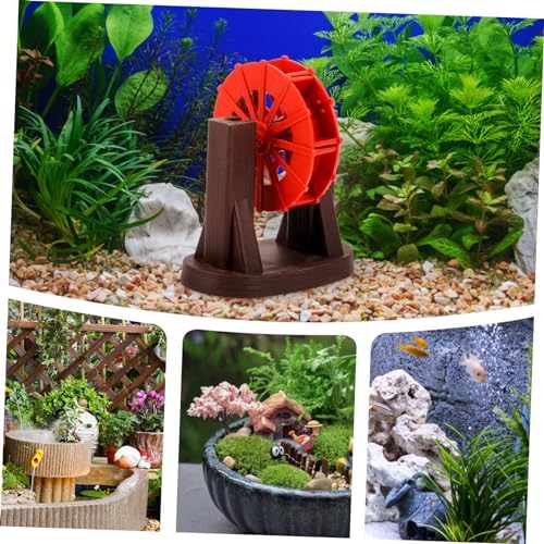 Vintage Style Micro Water Wheel Fountain Decor for Fish Tank and Zen Garden