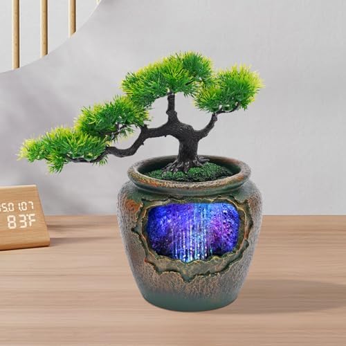 LED Decor Water Fountain Tabletop Indoor Rockery Goldfish Waterfall