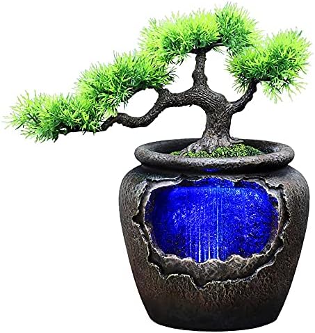 Modern Indoor Waterfall Fountain with LED Lights and Atomizer