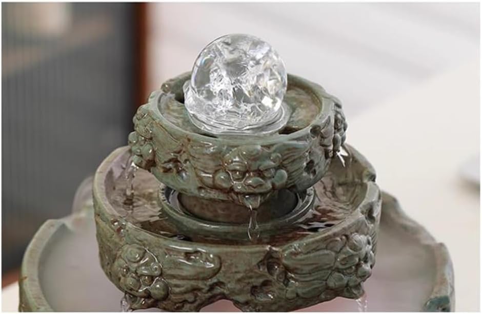 Elegant Green Ceramic Tabletop Water Fountain
