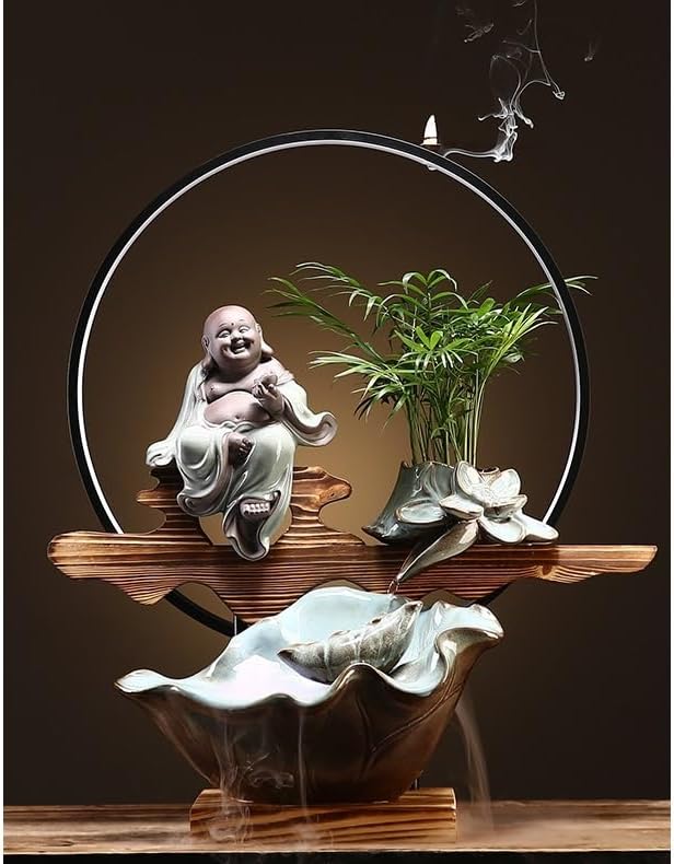Indoor Fountain Tabletop Fountain Flowing Water Decor with Light Ring