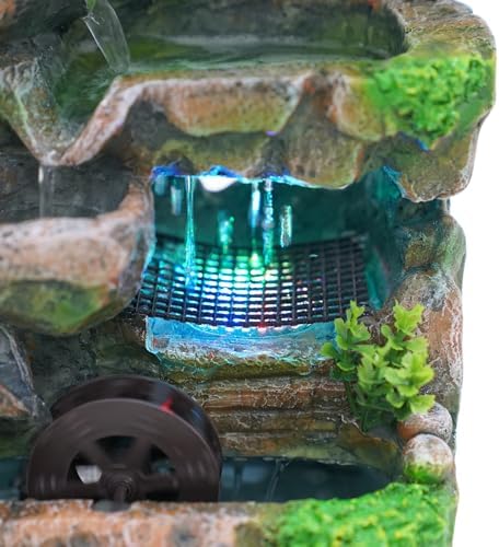 Desk Water Fountain with LED Lights Feng Shui Decor Zen Indoor Ornament for Home Office