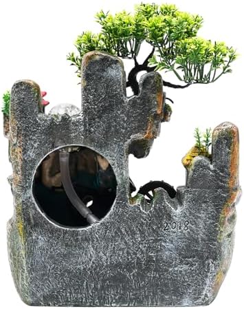 Indoor Rockery Waterfall Fountain with LED Light and OnOff Switch