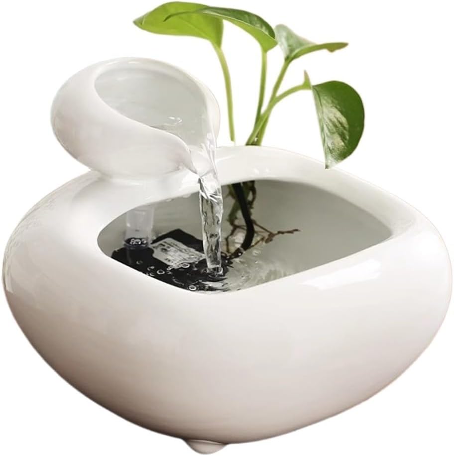 AMONG White Tabletop Fountain Ceramic Indoor Decor