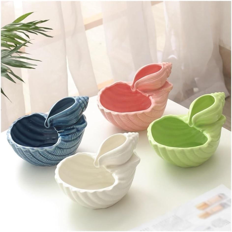 Creative Ceramic Tabletop Fountain with Conch Design - White
