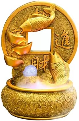 Golden Koi Tabletop Water Fountain with Rotating Ball