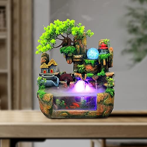 Tabletop Water Fountain with LED Lights and Humidifier