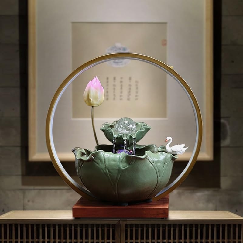 Chinese Style Tabletop Water Fountain Ornament for Home Office Decor
