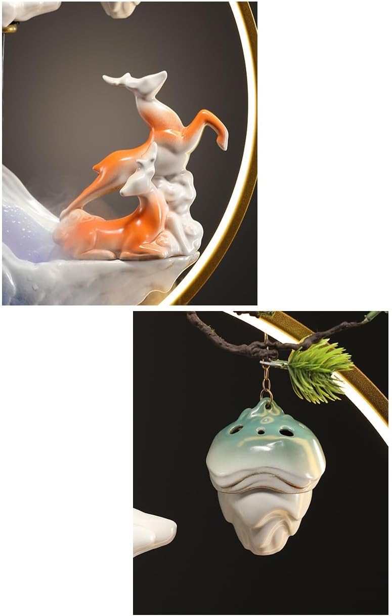 AQWASYUTER Zen Waterfall Desktop Fountain Decor Indoor Living Room Office Wealth Attraction Ceramic Ornament
