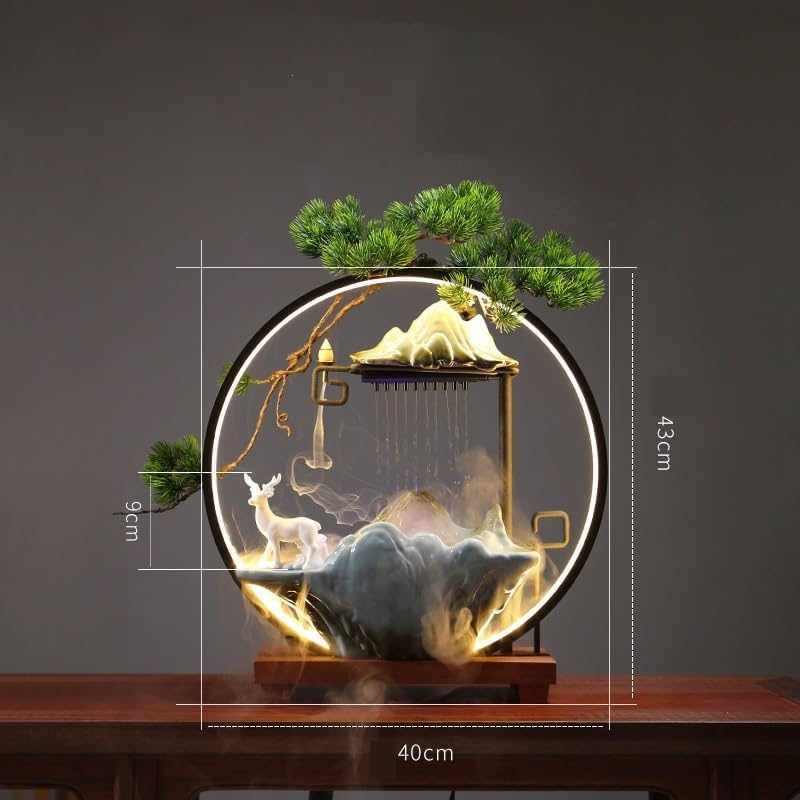 AQWASYUTER Zen Waterfall Desk Fountain with LED Light