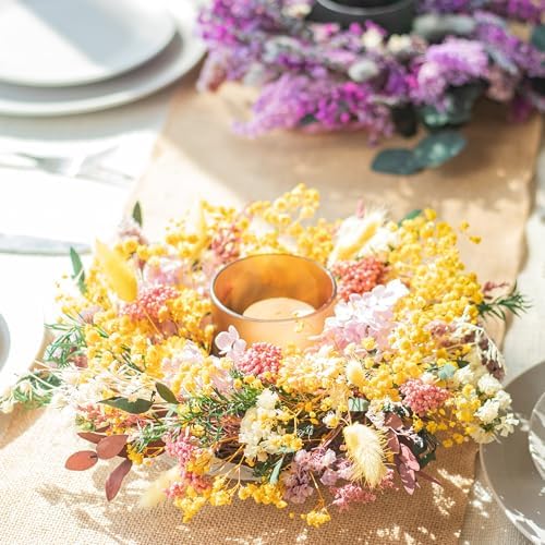 KI Store Natural Dried Flowers Wreath 10 Inch Table Centerpiece