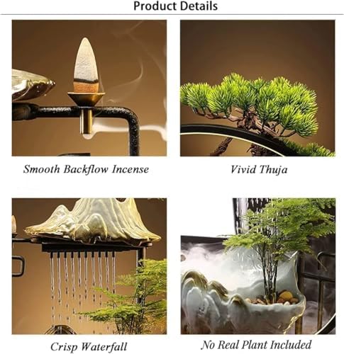 LXLO LED Light Tabletop Buddha Fountain Indoor Zen Waterfall Decor for Meditation and Stress Relief