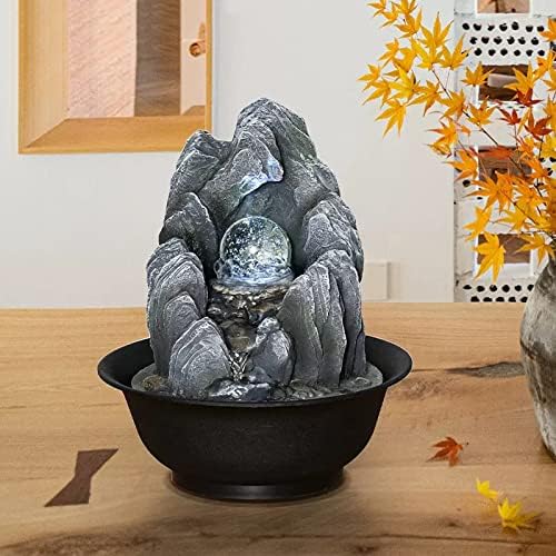 XRXwuf689 Desktop Water Fountain with Rotatable Ball for Zen Relaxation
