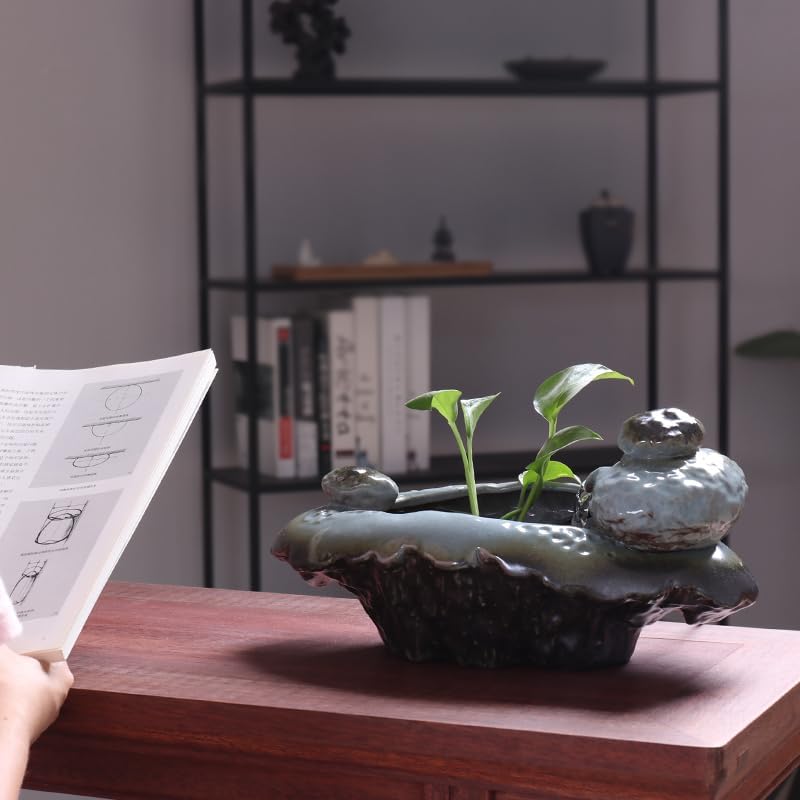 Zen Ceramic Water Fountain for Home Office and Living Room