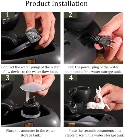 Creative Ceramic Water Circulation Tabletop Fountain with Atomizer