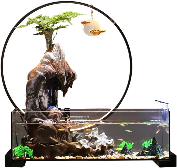 Indoor Water Fountain with Goldfish and Light Ring