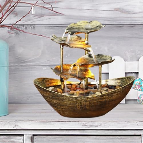 Tabletop Waterfall Fountain - 4 Tier with USB Pump and LED Lights