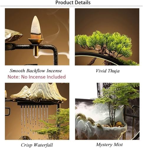 Deer Water Fountain Indoor with LED Light and Plants