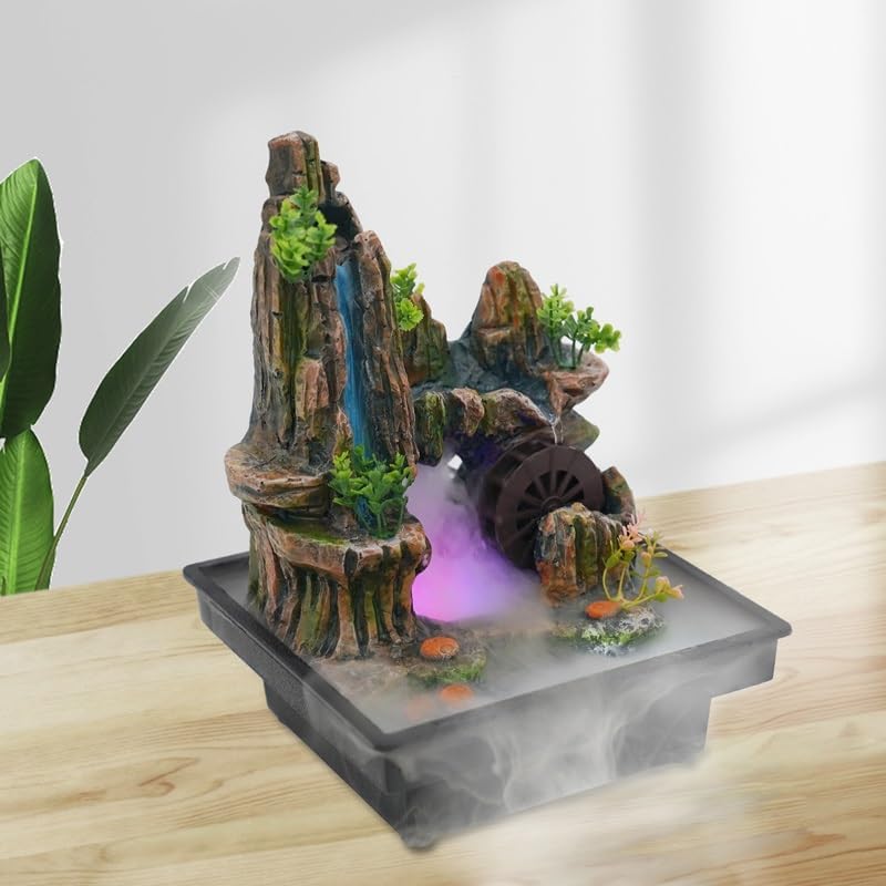 Indoor Rockery Fountain with Goldfish and Waterfall Decor