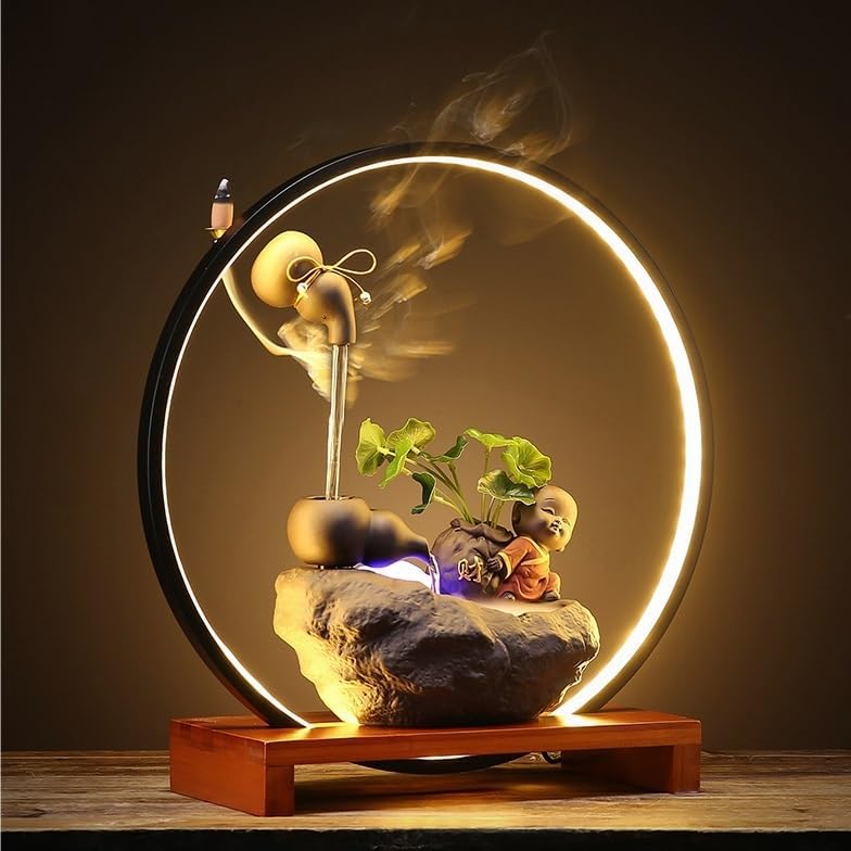 AQWASYUTER Water Fountain Indoor Tabletop Fountain Zen Decor Living Room Office Feng Shui Ornaments