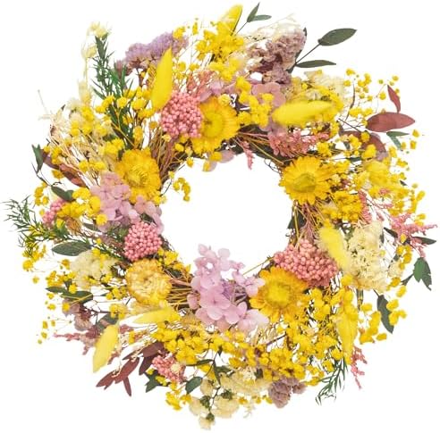 KI Store Natural Dried Flowers Wreath 10 Inch Table Centerpiece