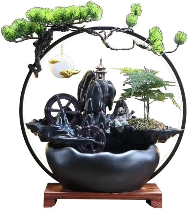 Indoor Fountain Desktop Ceramic Water Wheel Decor