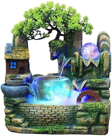 Tabletop Fountain Waterfall Lucky Decor Humidifier Rockery