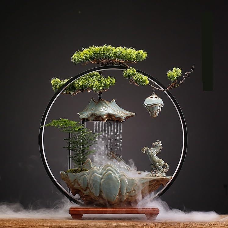 Indoor Lucky Water Fountain with Zen Waterfall Design