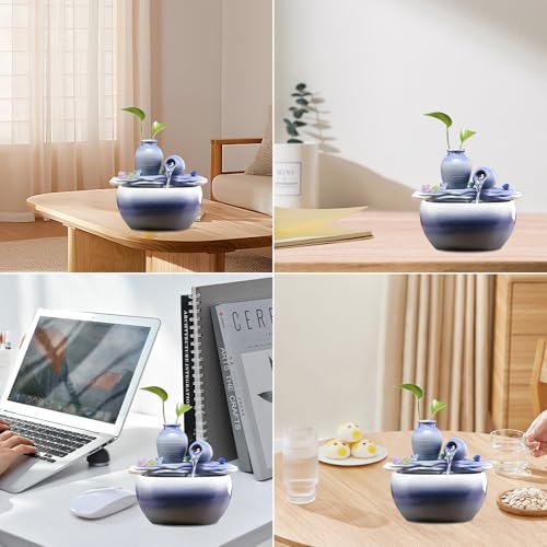 827 Inch Ceramic Tabletop Fountain with Free 10PCS Crystals