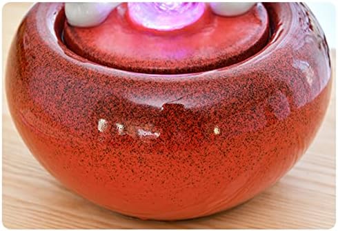 XRXwuf689 Red Ceramic Desktop Water Fountain