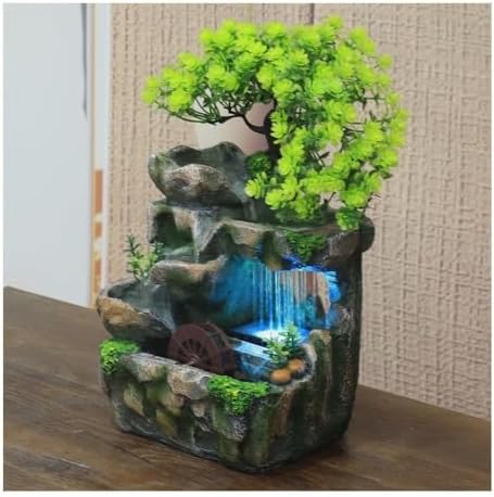 Mini Mountain Fountain with Spinning Wheel for Home Office
