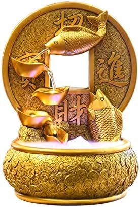 Golden Koi Indoor Waterfall Fountain with LED Light