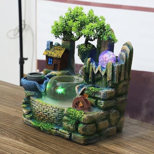 Tabletop Fountain Waterfall Lucky Decor Humidifier Rockery