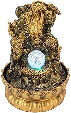 FOKH Tabletop Fountain with LED Light and Waterfall Sound