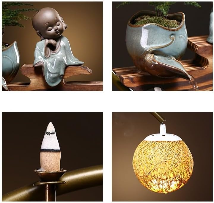 Ceramic Water Fountain Indoor Tabletop Zen Decor