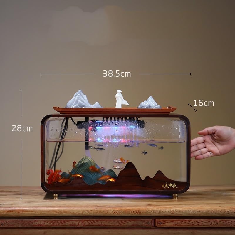 Modern Indoor Desktop Water Fountain with Fish Tank Decoration