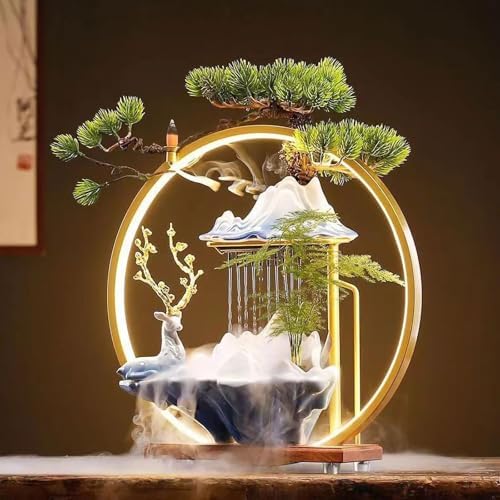 Zen Indoor Waterfall Fountain with Mist and LED Light